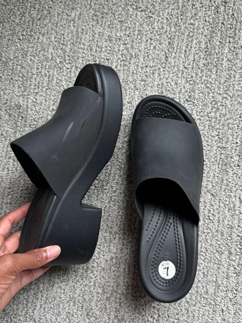 CROCS Black Platform Slide Heels